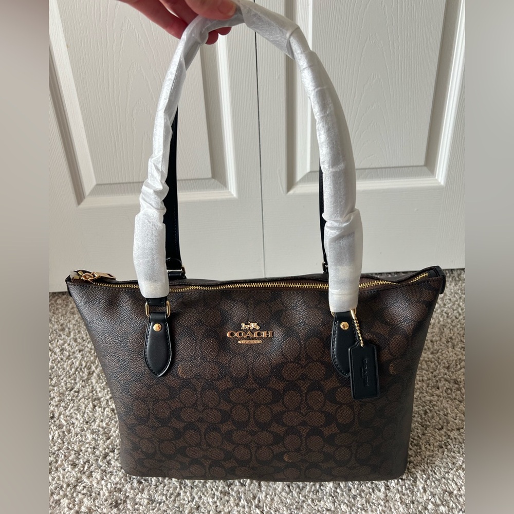 Coach Brown and Black Signature Tote